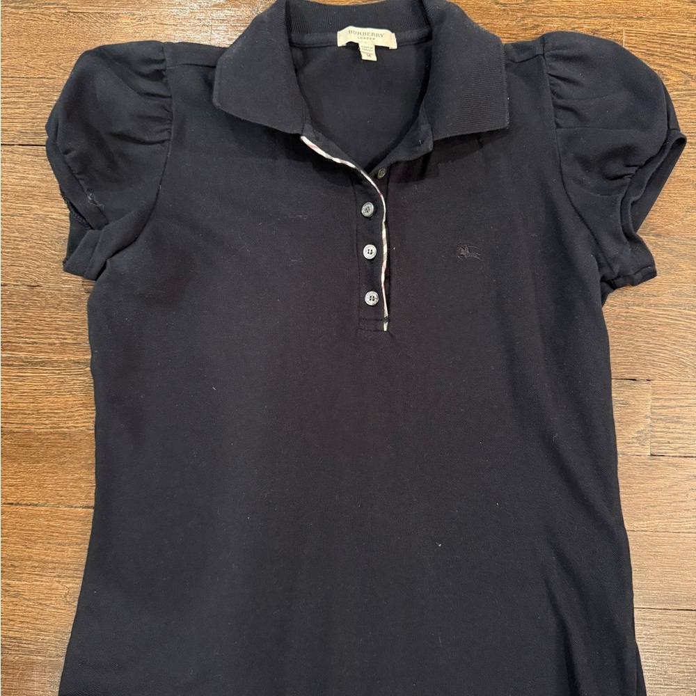 Burberry Black Button Down Shirt with Puff Sleeves